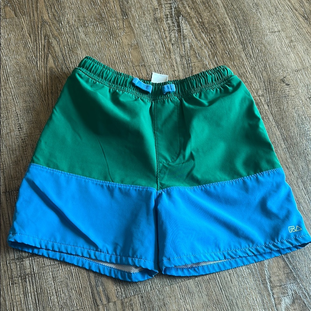 Green and Blue Color-Block Swim Trunks